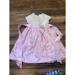 Perfectly Dressed Girls Flower Embroidered Party Dress Pink White Size 4